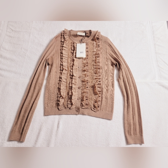 Ulla Johnson Sweaters - Ulla Johnson Beige Ruffle Cardigan